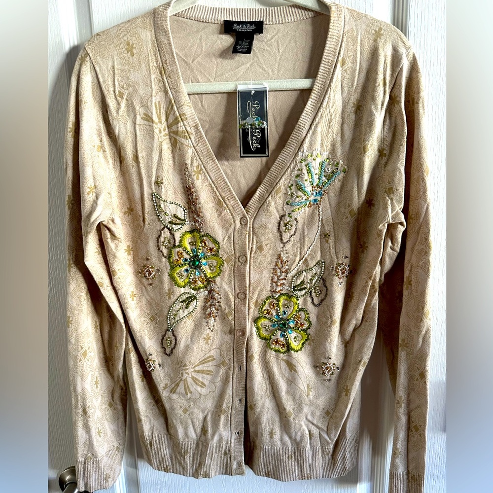 NWT Peck & Peck Sequin Detail Cardigan